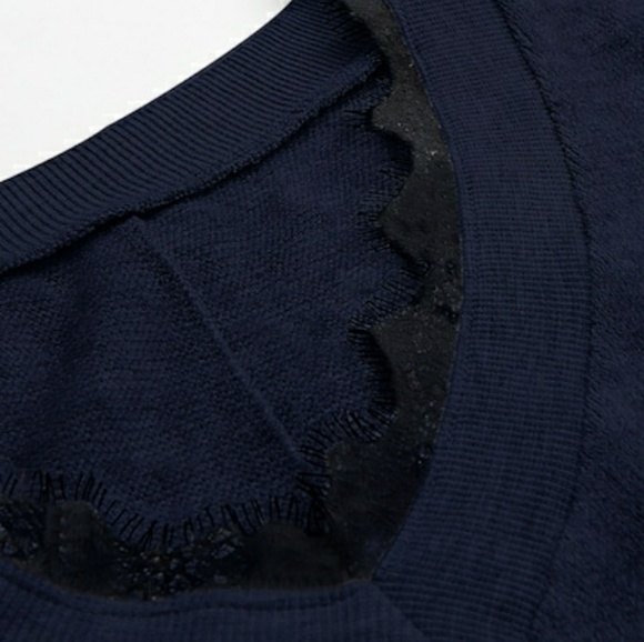 Sweaters - Navy Blue Lace Sweater